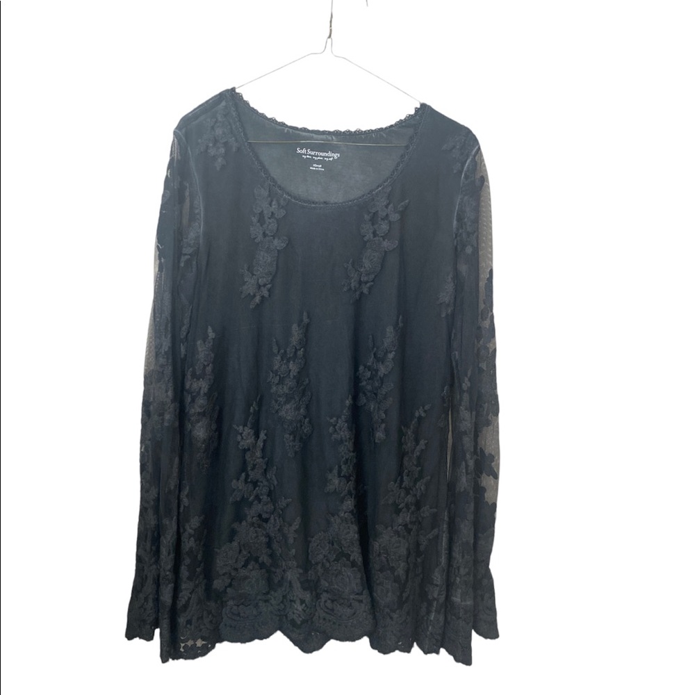 Soft Surroundings Gray Lace Tunic Top
